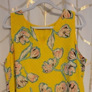 Apt. 9 Yellow Floral Sleeveless Blouse